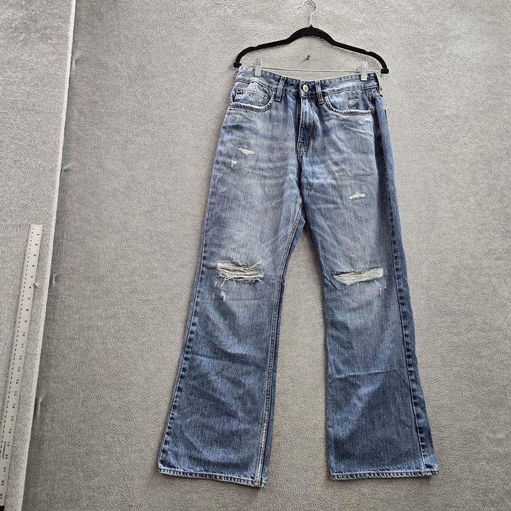 American Eagle Women Jeans 32X32 Blue Embroider Distressed Grunge Skater Y2K USA